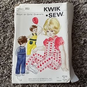 Vintage Sewing PATTERN Sew Knit n Stretch 383, Kwik Sew 1969 Unisex Boy or Girl
